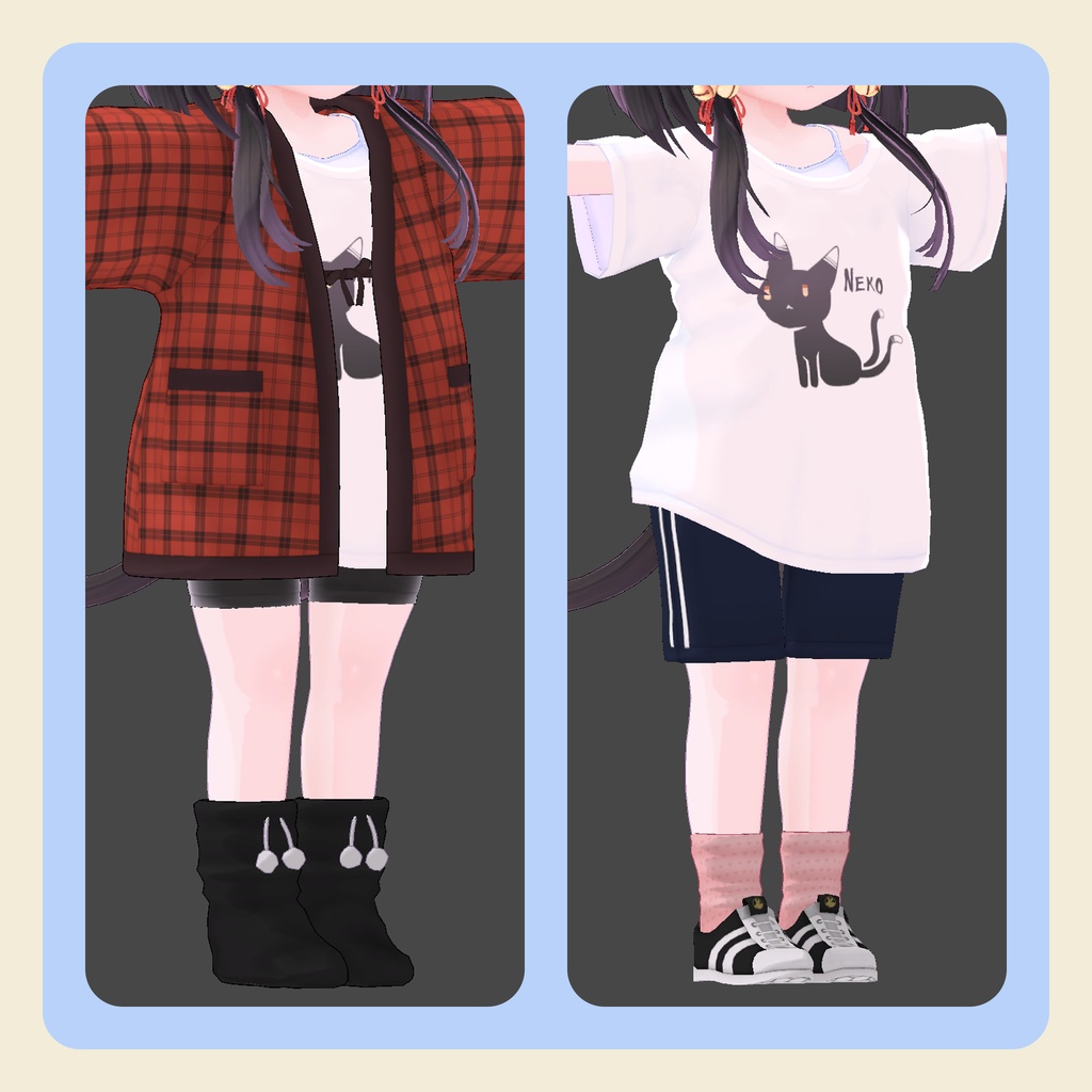 【3Dモデル】あずきちゃん向け ハンテン+ジャージ