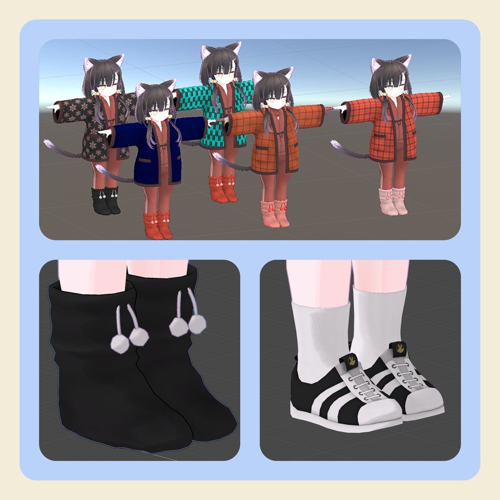 【3Dモデル】あずきちゃん向け ハンテン+ジャージ