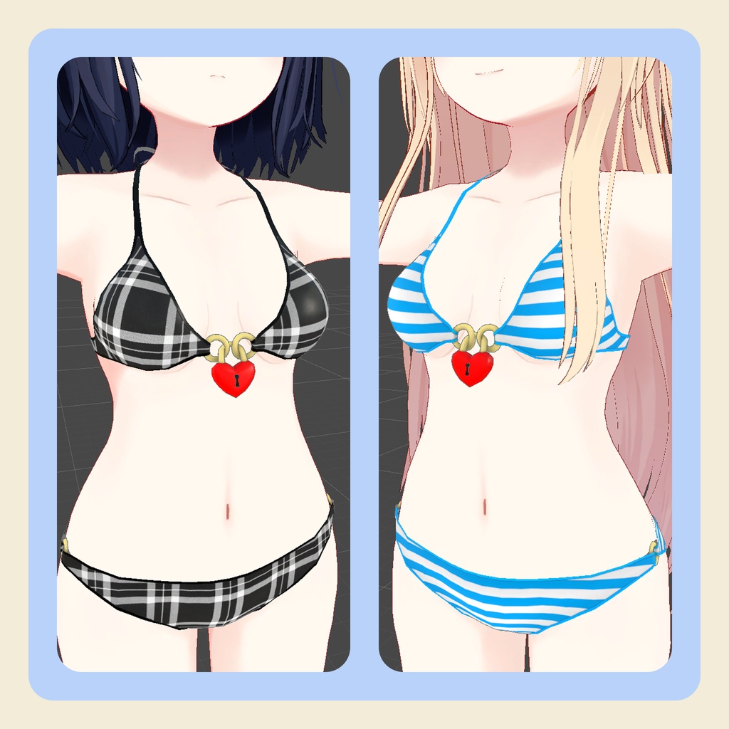 【3Dモデル】「大天使エル / 大悪魔ノア」ちゃん向け フロントロック水着