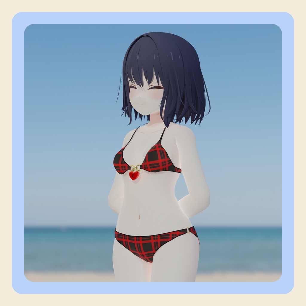 【3Dモデル】「大天使エル / 大悪魔ノア」ちゃん向け フロントロック水着