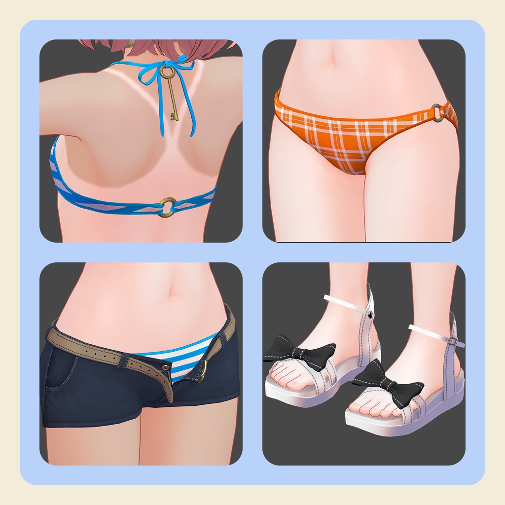 【3Dモデル】Binaco(ビナコ)ちゃん向け フロントロック水着