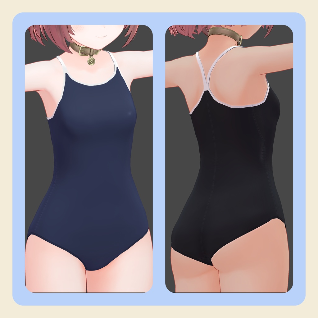 【3Dモデル】Binaco(ビナコ)ちゃん向け フロントロック水着