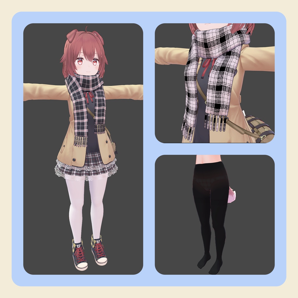 【3Dモデル】ビナコちゃん用マフラー+タイツ