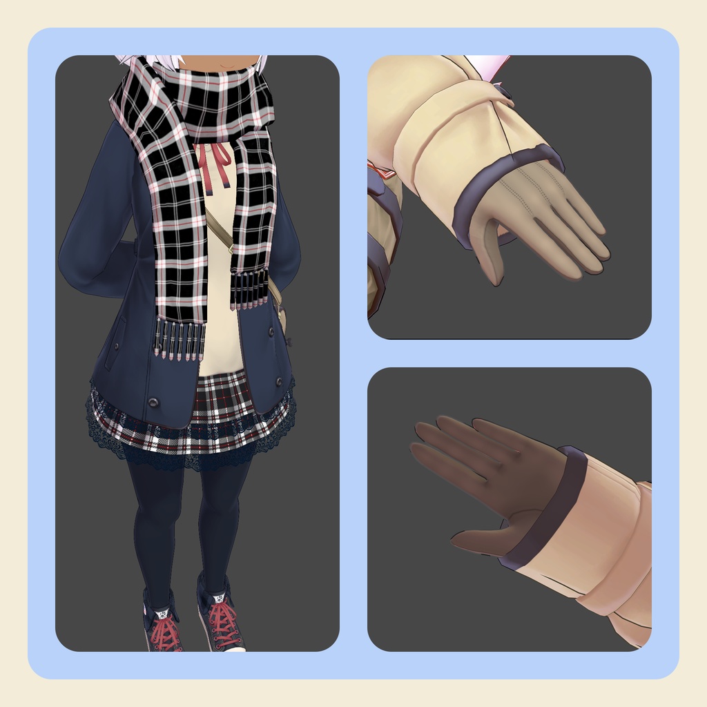 【3Dモデル】ビナコちゃん用マフラー+タイツ