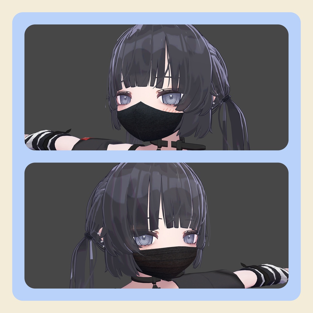 【3Dモデル】むんきちゃん/しなのちゃん/ミルティナちゃん向けマスク