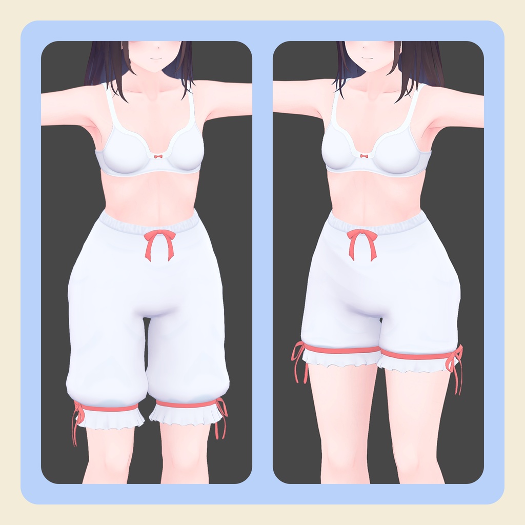 【3Dモデル】くろなつちゃん用下着・ドロワーズセット