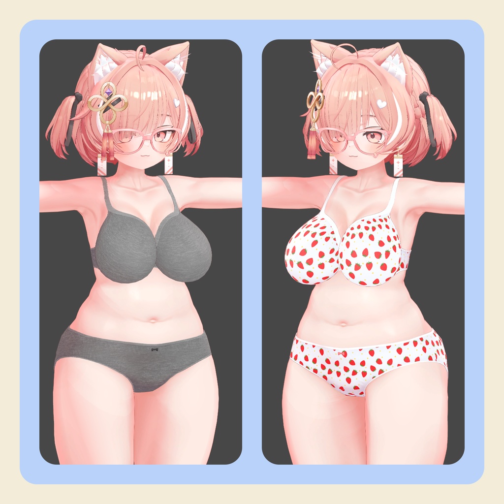 【3Dモデル】いちごちゃん用下着セット