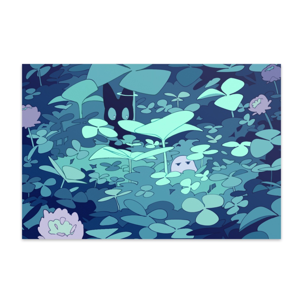 【Nocturnal】黒猫とオバケのポストカード
