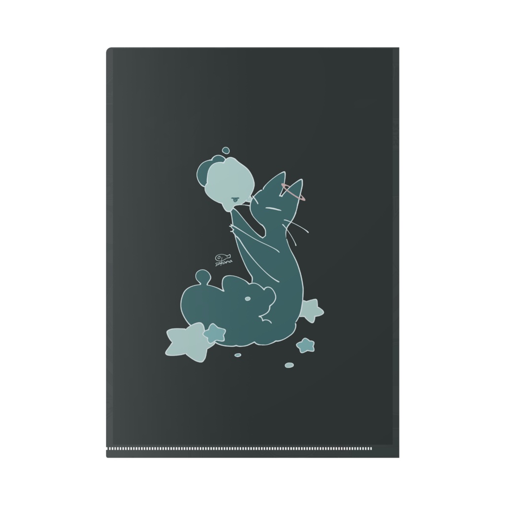 【Nocturnal】黒猫とオバケのクリアファイル