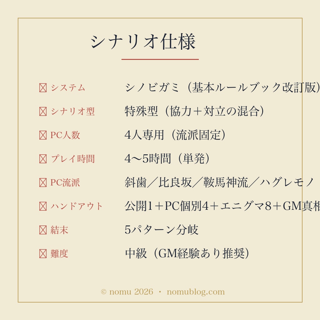 【シノビガミ/無料】葉隠庵の主、失踪 ─ 初心者GM版