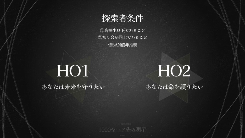 CoCシナリオ「1000ヤード先の明星」【SPLL:E193556】