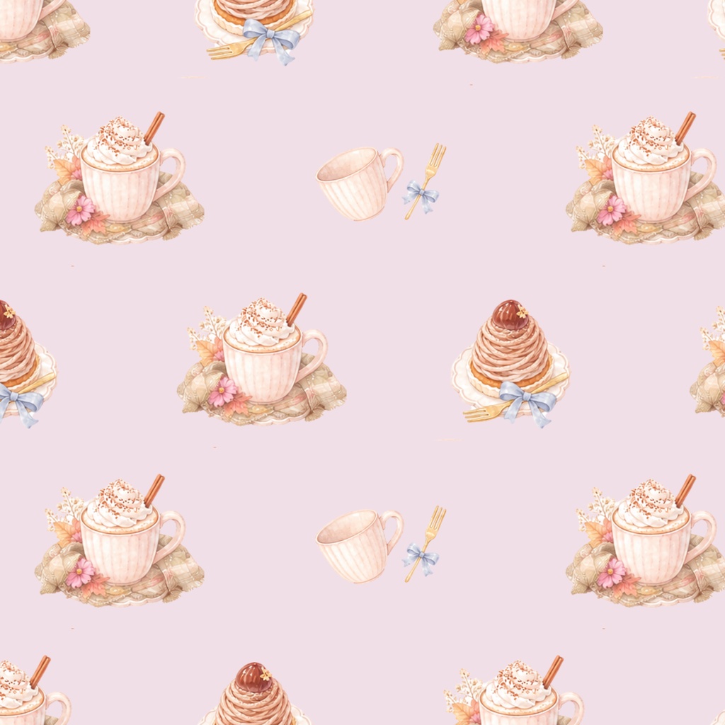 Pastel Autumn|スイーツ柄 デザインペーパー A4|ラッピング・コラージュ素材|商用利用OK