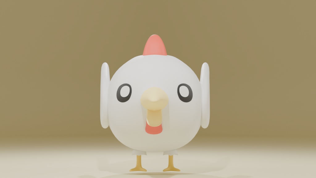 まんまるにわとり【Blender用3Dモデル / 表情6種入り】