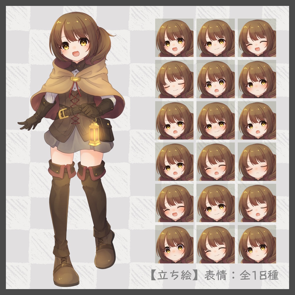 【立ち絵素材】05_冒険者_女性【表情全18種/psd有】