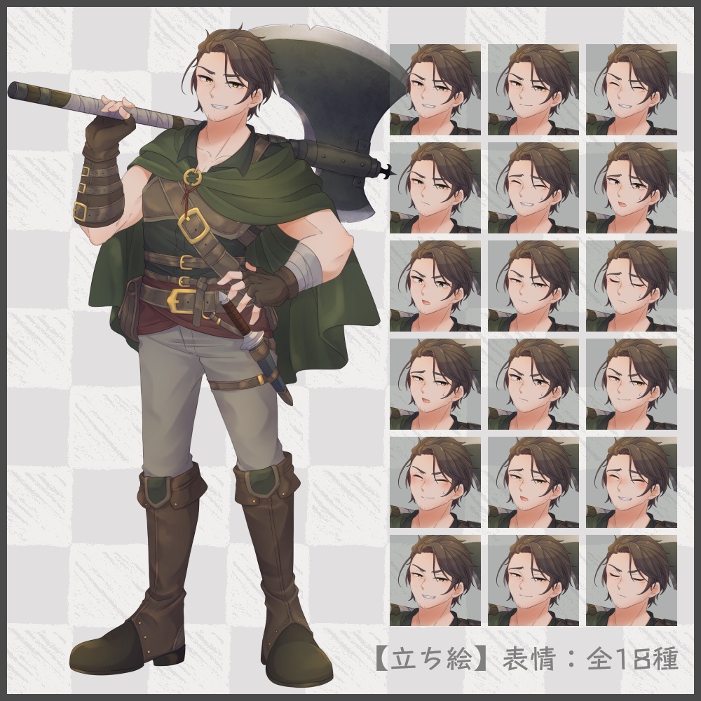 【立ち絵素材】06_傭兵_男性【表情全18種/psd有】