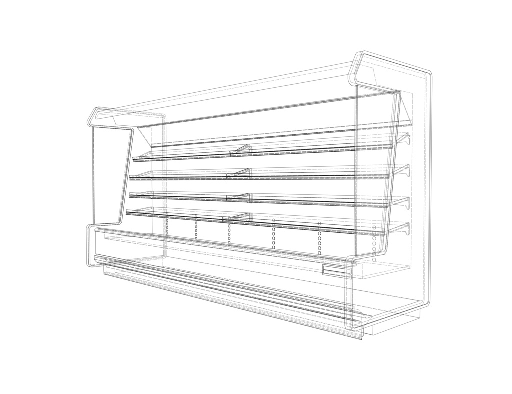 スーパーマーケット 多段冷蔵ショーケース什器01