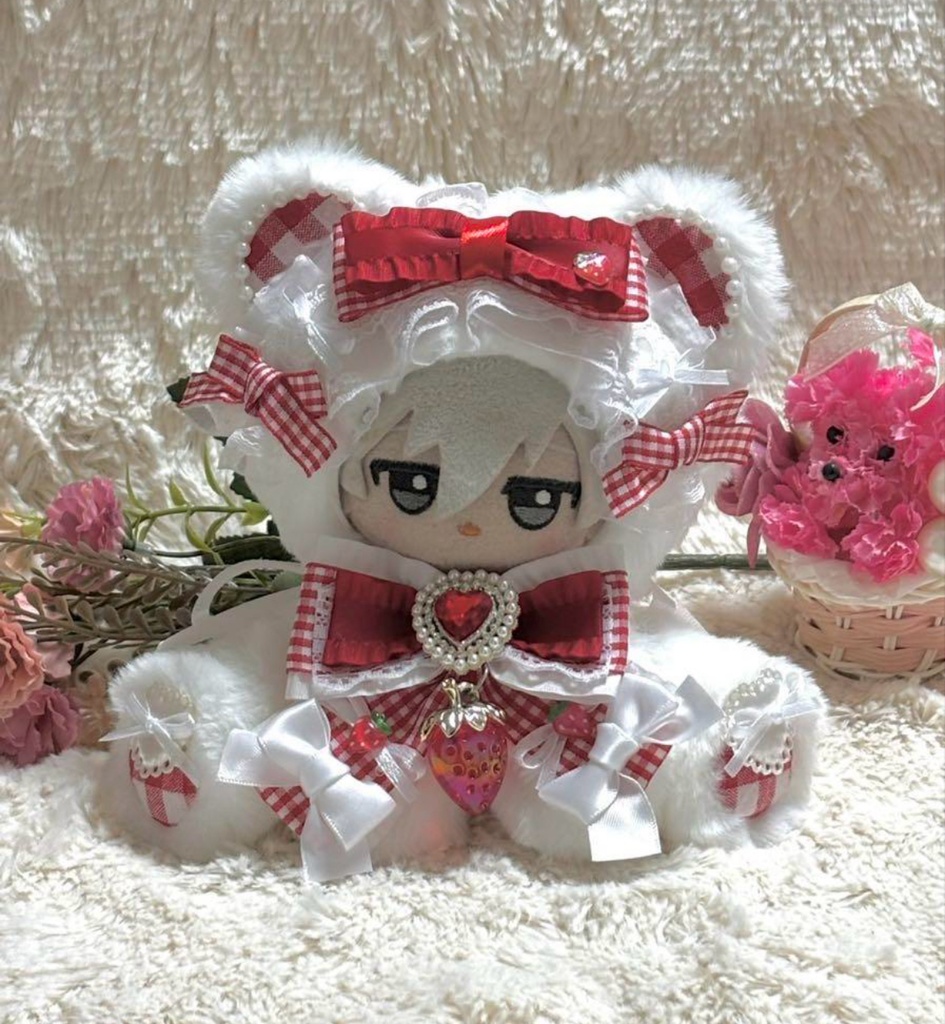 ぬい服 着ぐるみ ちびぐるみ 11センチ おすわり 赤