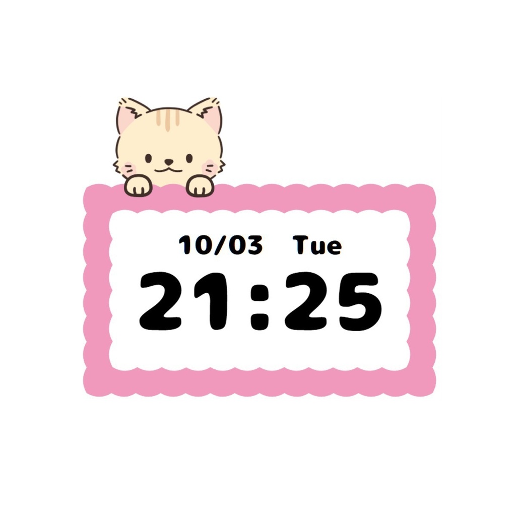 【OBS用】動く猫のデジタル時計|好きな色にカスタマイズ可能!Digital Clock かわいい