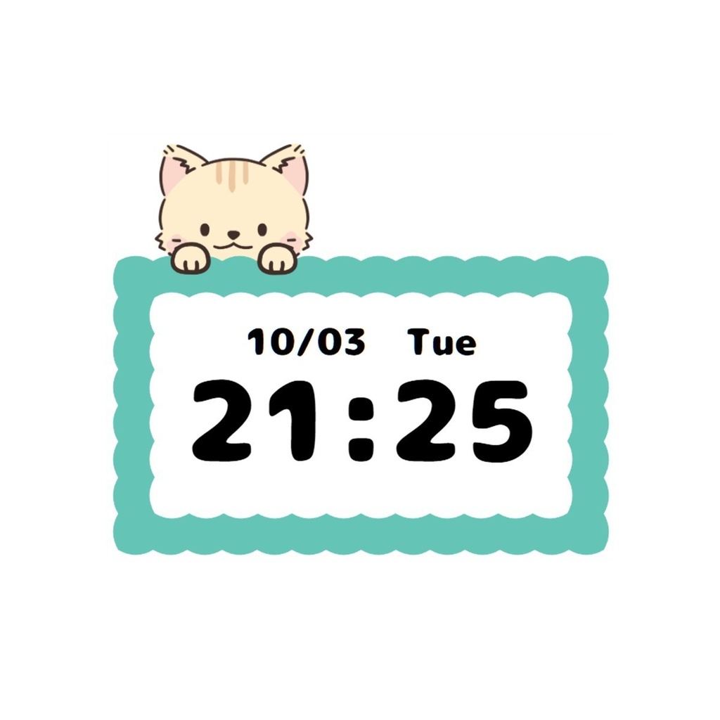 【OBS用】動く猫のデジタル時計|好きな色にカスタマイズ可能!Digital Clock かわいい