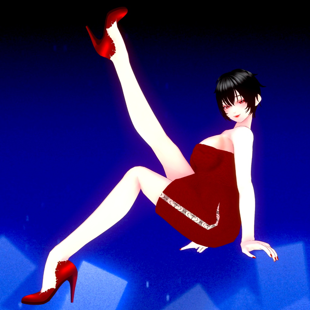 【VRoid】紅 ミニドレス&ヒール