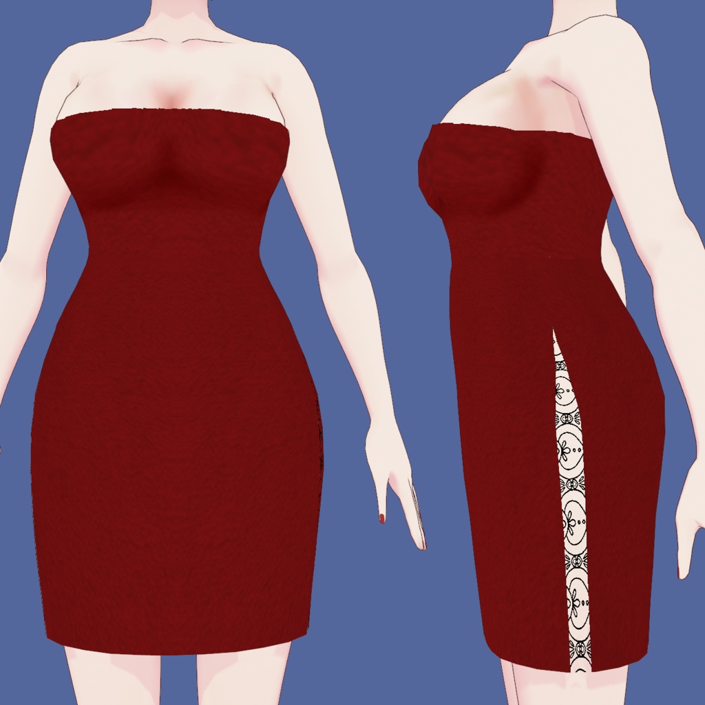 【VRoid】紅 ミニドレス&ヒール
