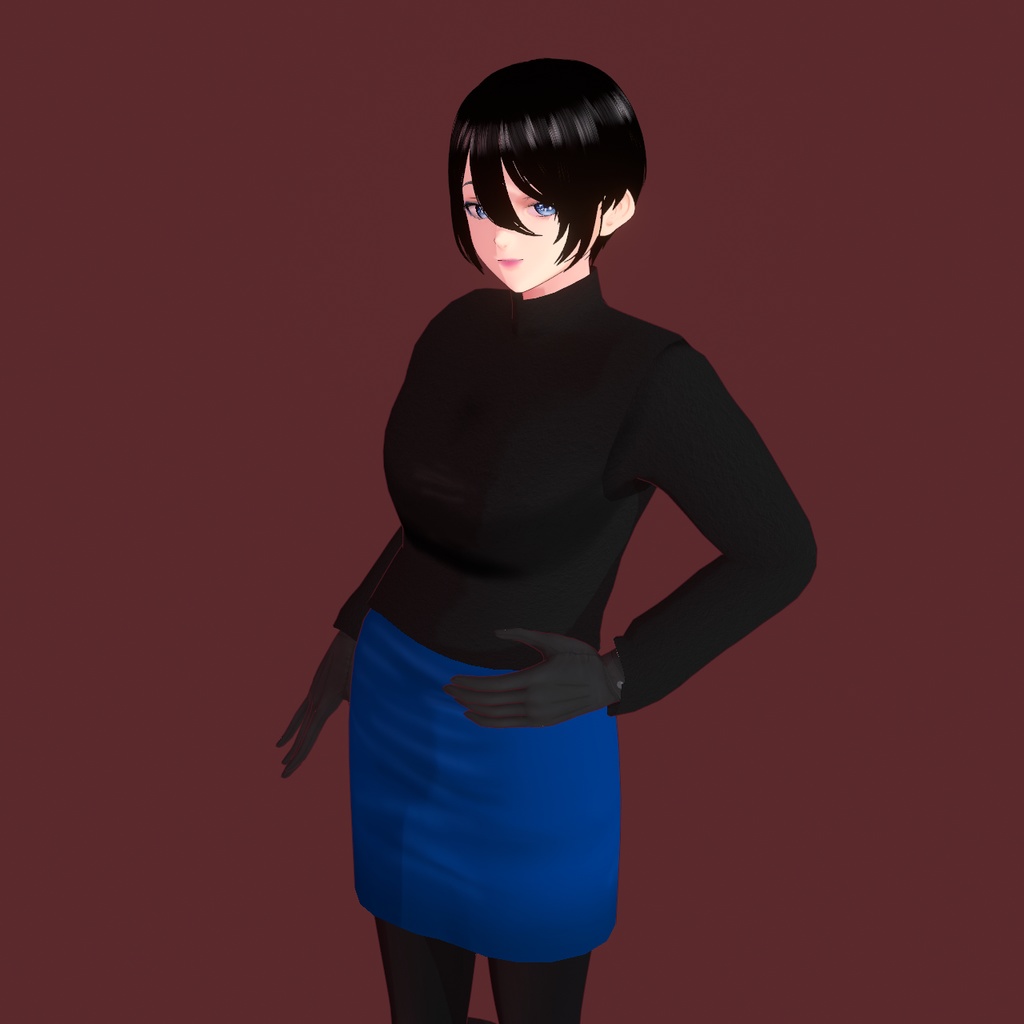 【VRoid】青 ジャケットコーデ