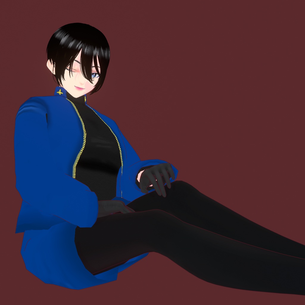 【VRoid】青 ジャケットコーデ