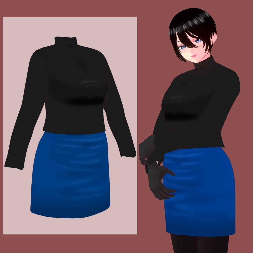 【VRoid】青 ジャケットコーデ