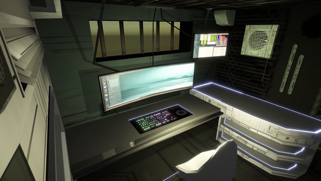 3Dモデル「-サイバーパンクなPCデスク-」