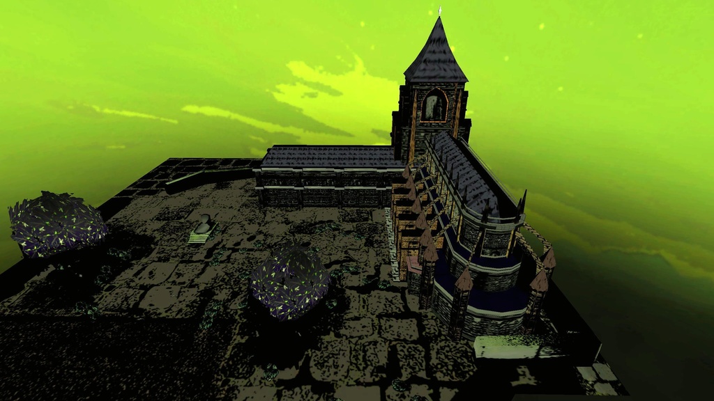 3Dモデル「アメコミ風の教会」-URP-