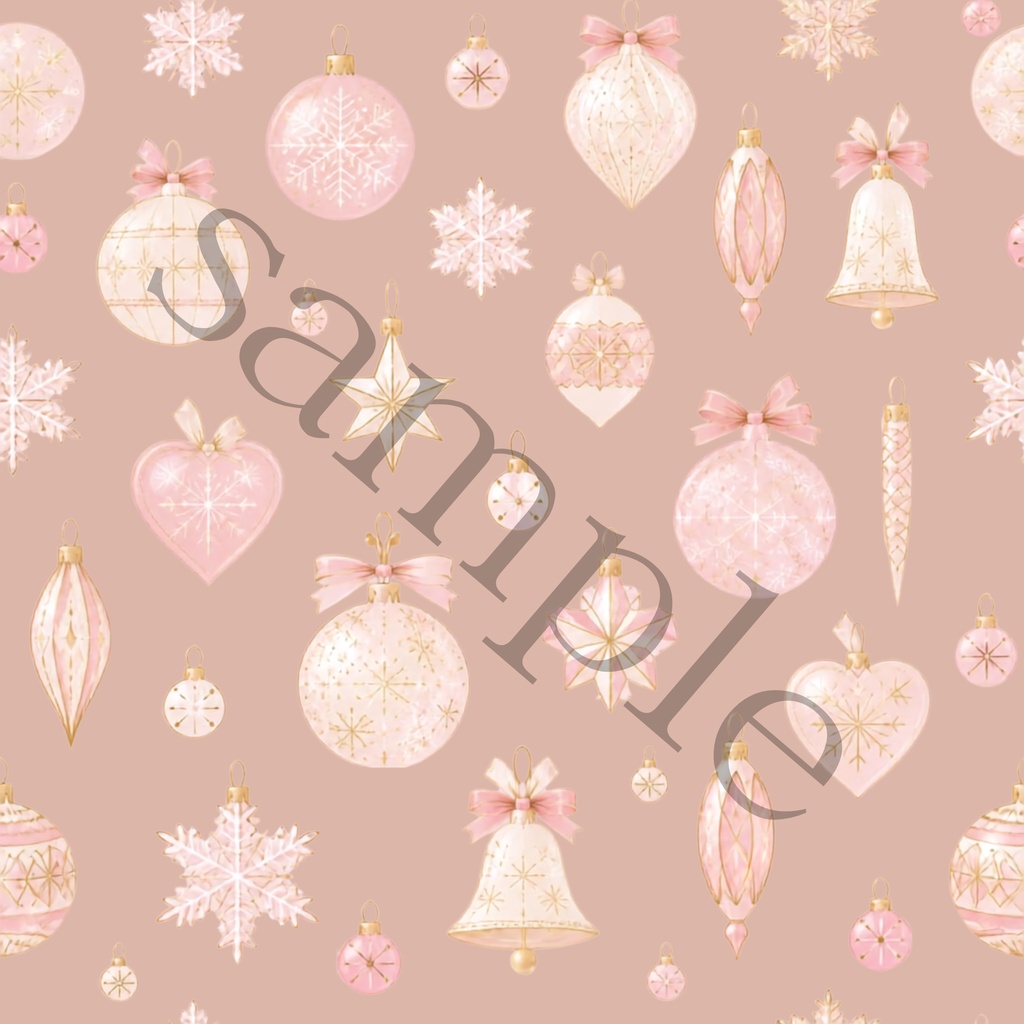 【商用利用OK】クリスマスオーナメント デジタルペーパー 15枚セット|水彩風・シームレスパターン