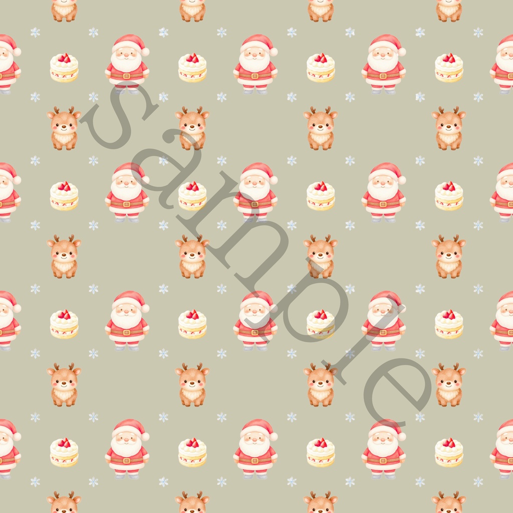 【商用利用OK】サンタ&トナカイのクリスマス デジタルペーパー 10色セット|水彩風・シームレスパターン