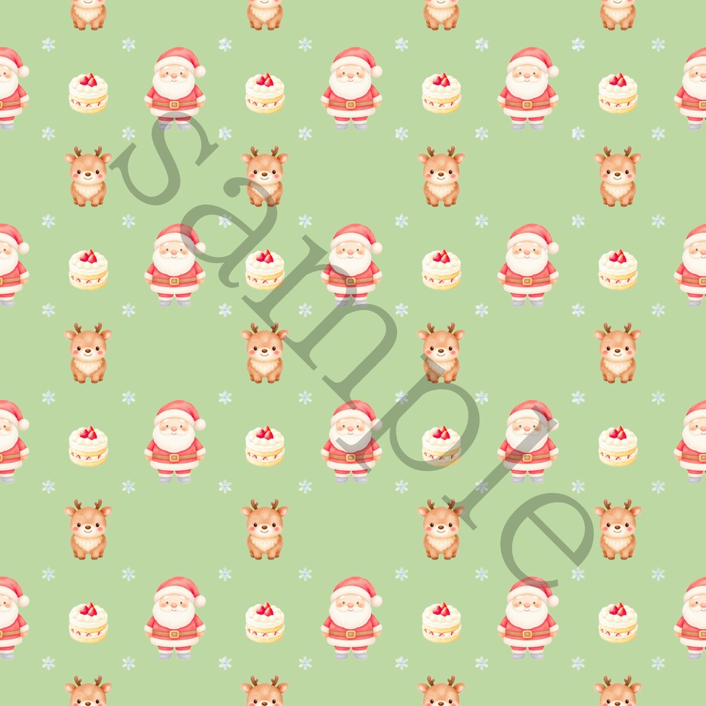 【商用利用OK】サンタ&トナカイのクリスマス デジタルペーパー 10色セット|水彩風・シームレスパターン