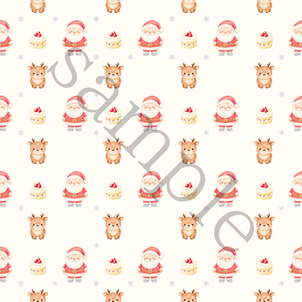 【商用利用OK】サンタ&トナカイのクリスマス デジタルペーパー 10色セット|水彩風・シームレスパターン