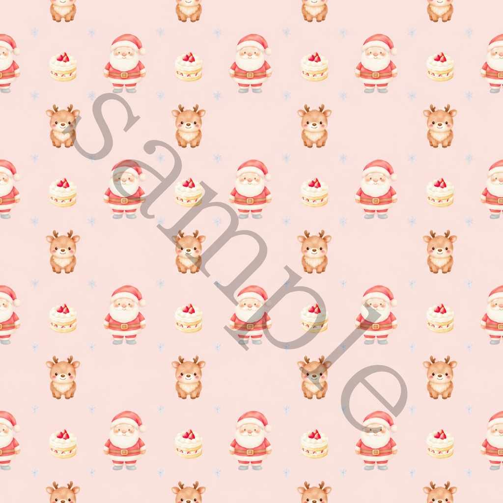 【商用利用OK】サンタ&トナカイのクリスマス デジタルペーパー 10色セット|水彩風・シームレスパターン