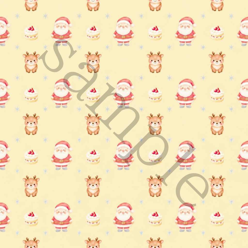 【商用利用OK】サンタ&トナカイのクリスマス デジタルペーパー 10色セット|水彩風・シームレスパターン