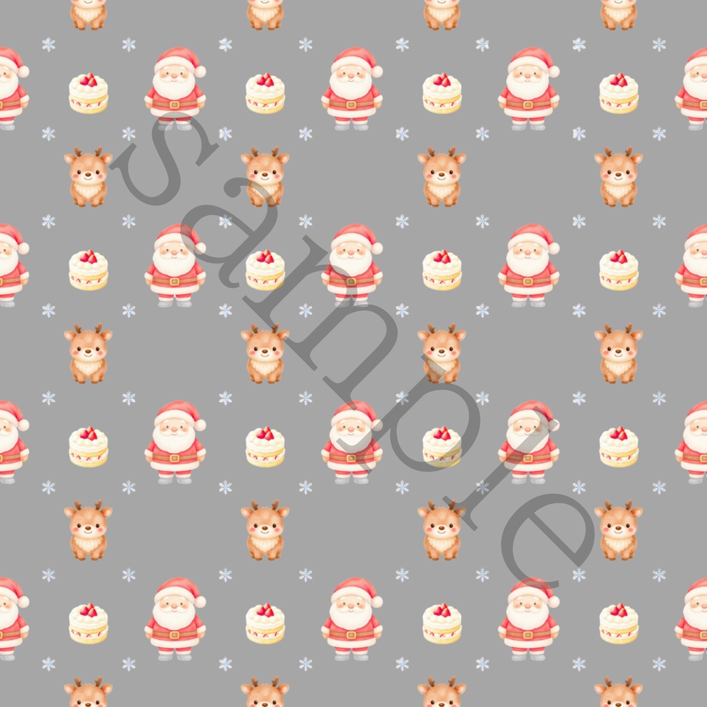 【商用利用OK】サンタ&トナカイのクリスマス デジタルペーパー 10色セット|水彩風・シームレスパターン