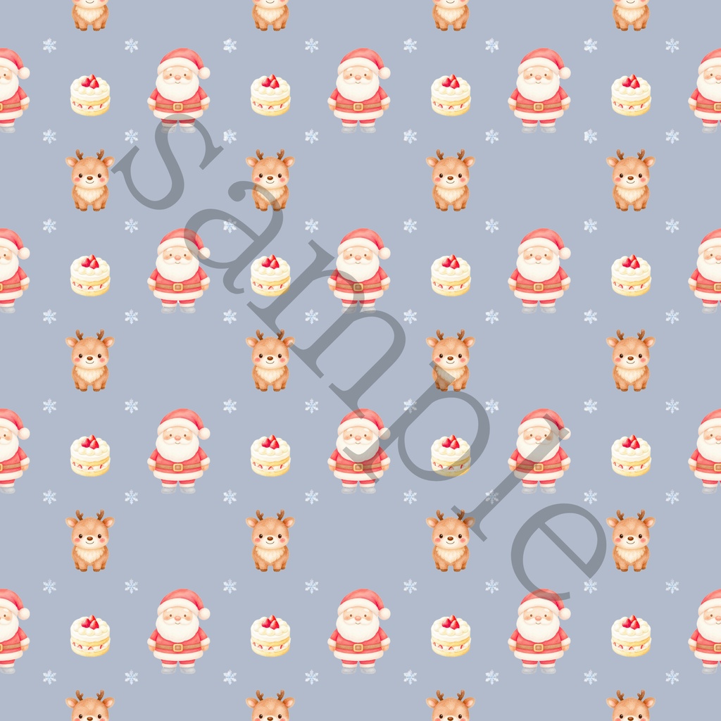 【商用利用OK】サンタ&トナカイのクリスマス デジタルペーパー 10色セット|水彩風・シームレスパターン