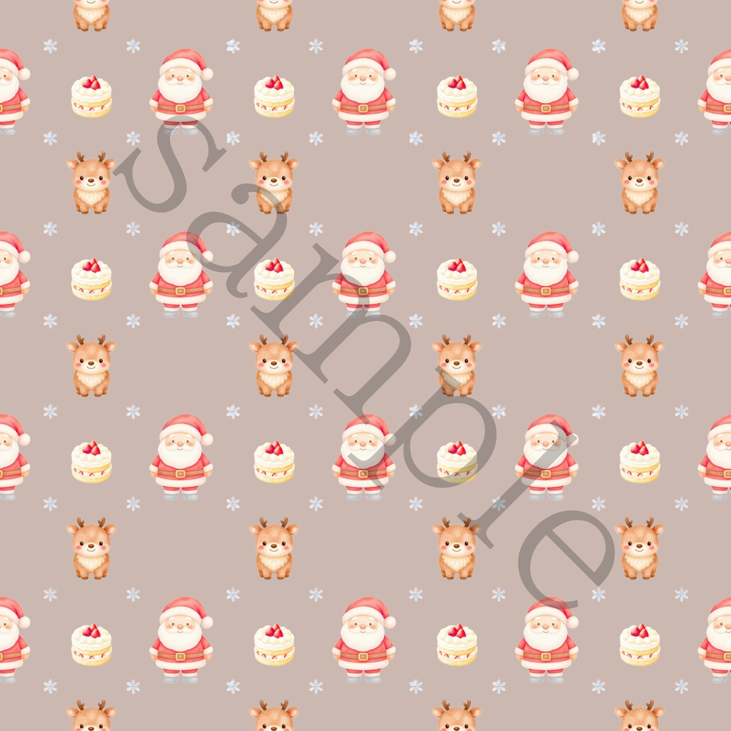 【商用利用OK】サンタ&トナカイのクリスマス デジタルペーパー 10色セット|水彩風・シームレスパターン