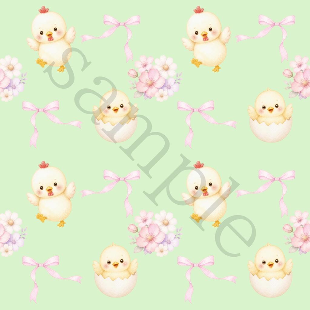 【商用利用OK】ひよことお花のデジタルペーパー 12色セット|水彩風・シームレスパターン