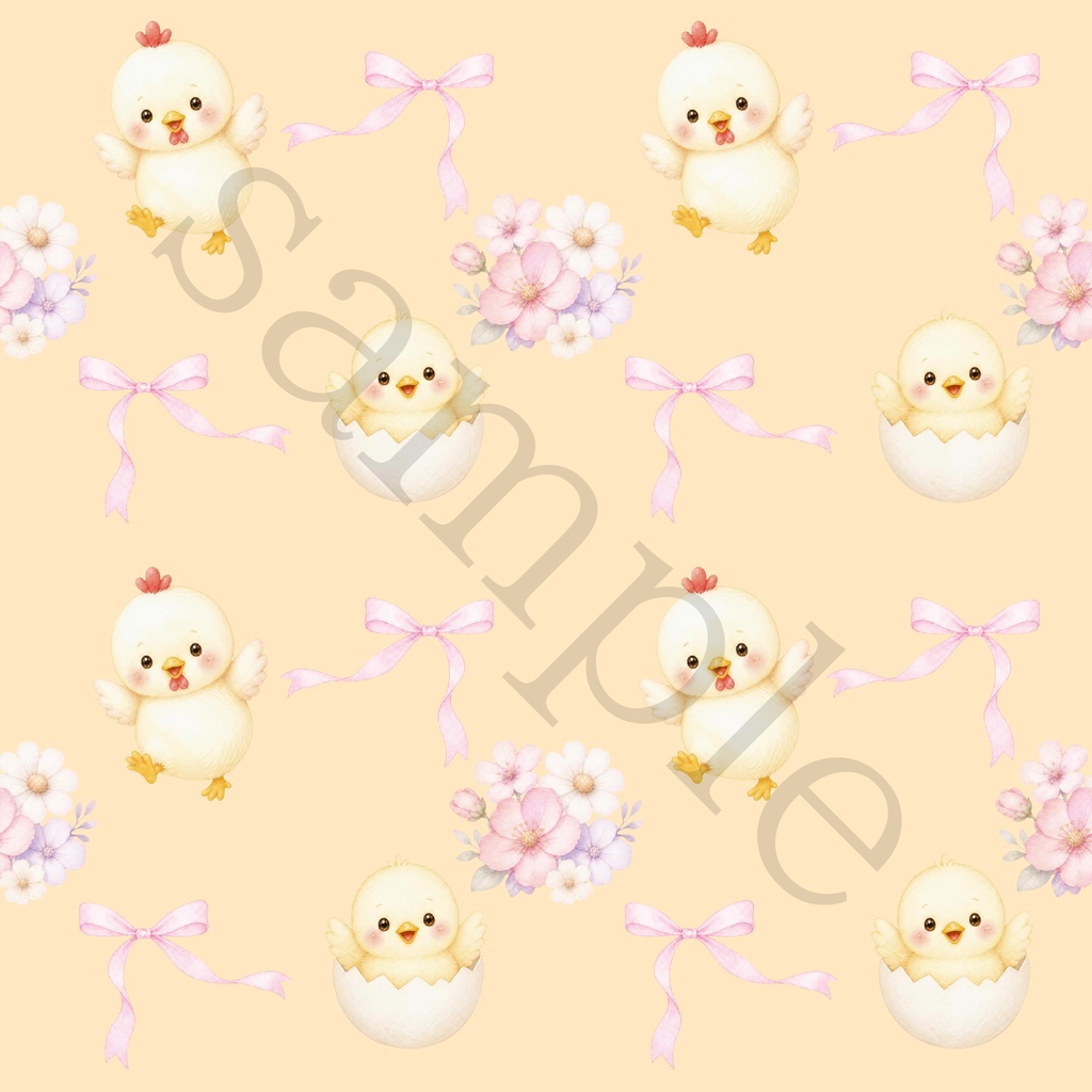 【商用利用OK】ひよことお花のデジタルペーパー 12色セット|水彩風・シームレスパターン