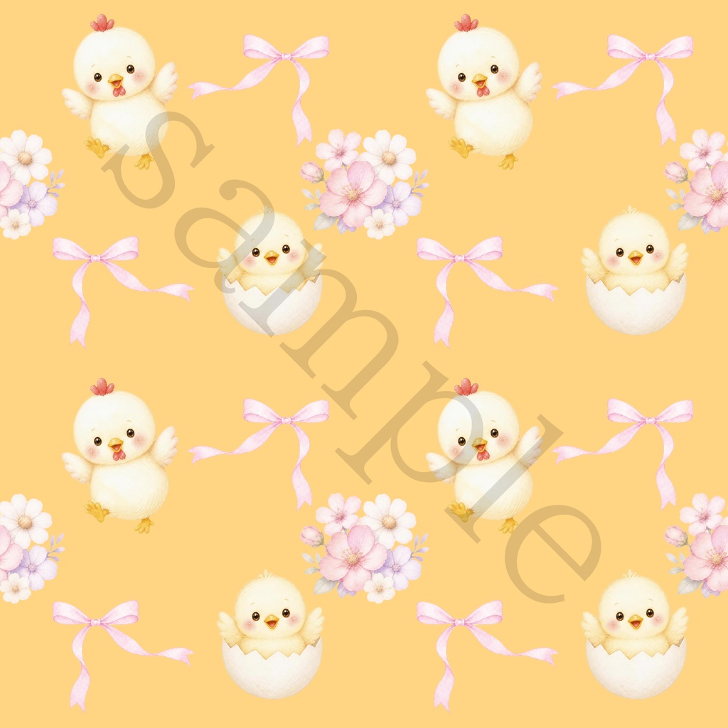 【商用利用OK】ひよことお花のデジタルペーパー 12色セット|水彩風・シームレスパターン