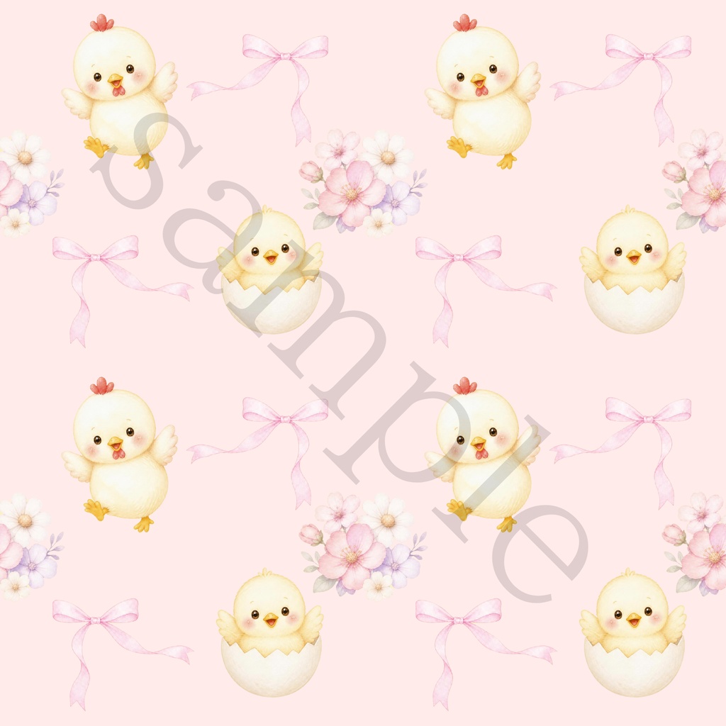 【商用利用OK】ひよことお花のデジタルペーパー 12色セット|水彩風・シームレスパターン