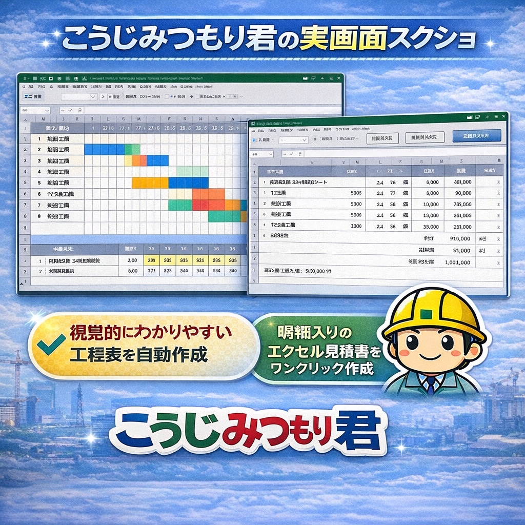 【Excel業務効率化】工程表から見積書を自動作成「こうじみつもり君」