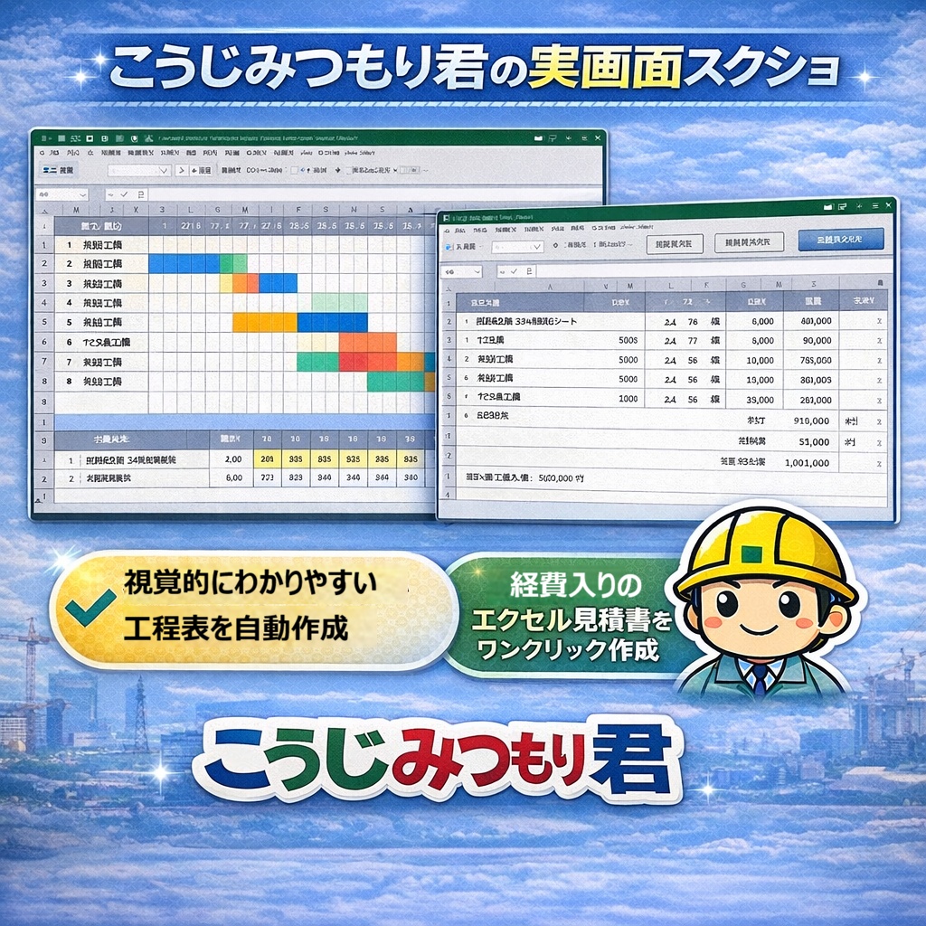 【Excel業務効率化】工程表から見積書を自動作成「こうじみつもり君」