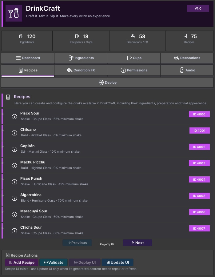 🍸DrinkCraft | Advanced Drink Crafting System✨