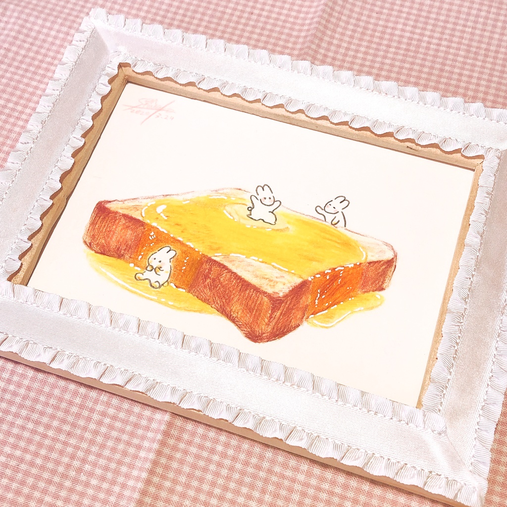 うさぎとパン はちみつトースト 原画 ゆめのなか Booth