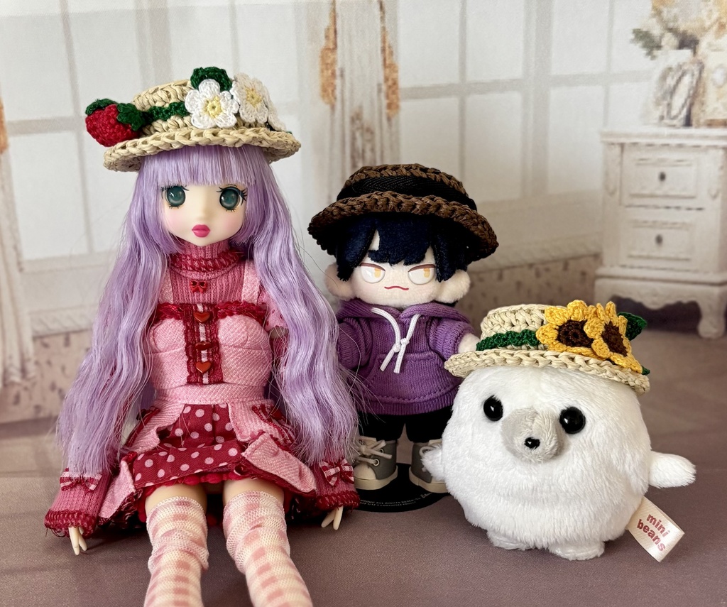 【ぬいドール用】カンカン帽(ひまわり、いちご)