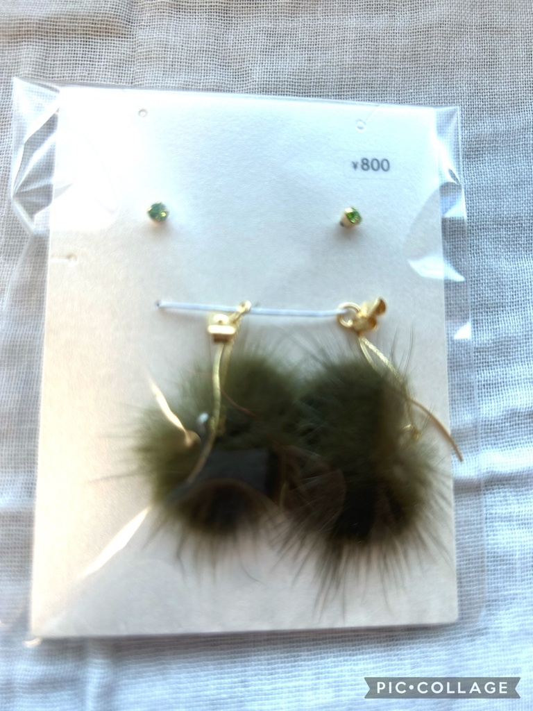 冬素材ピアス(バックキャッチチャーム2way)