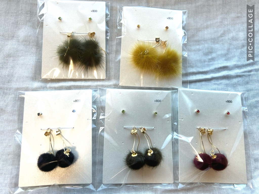 冬素材ピアス（バックキャッチチャーム2way）